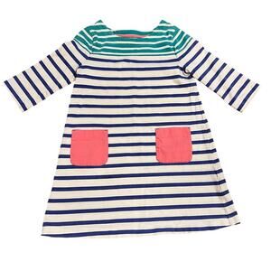 Mini Boden Girl’s Striped Play Dress Size 5-6y Cotton Knit Casual Colorful